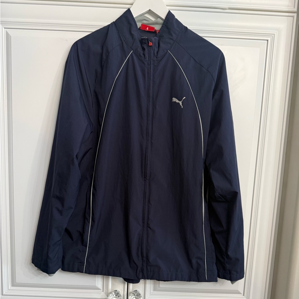 Puma Men's Size Large Navy Full Zip Track Jacket with Zip Hand Pockets